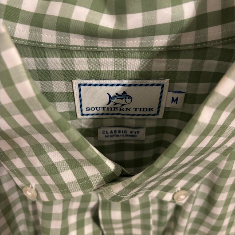 Southern Tide Men's Green Checkered Shirt